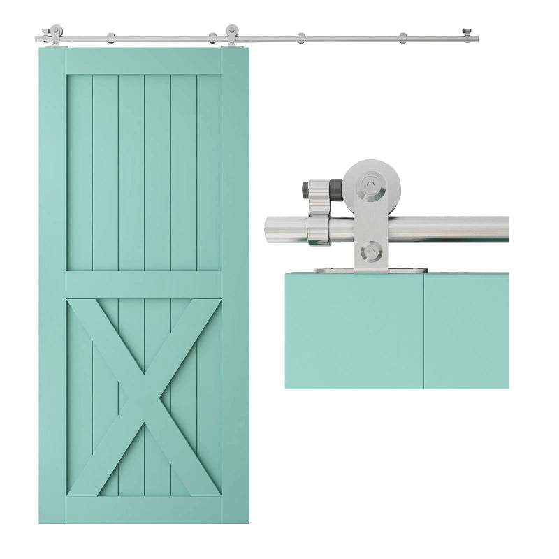 TSMST 5FT Sliding Barn Door Hardware Kit, Top Mount Stainless Steel Heavy Duty Sturdy Barn Door Track for Single Wood Door, Slide Smoothly Quietly (T Style) - Image 2